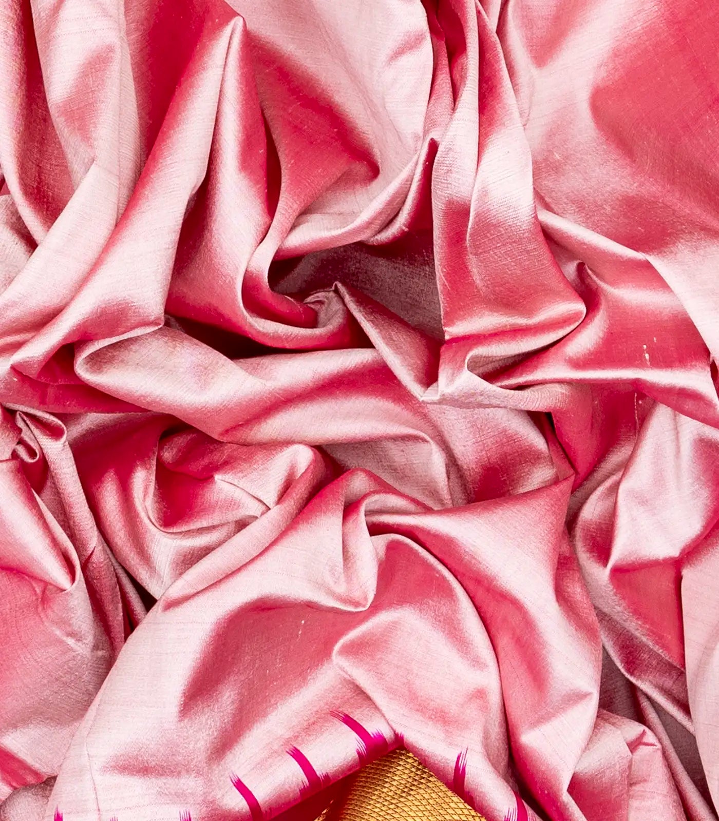 Dusty Pink Handloom Ikat Silk Saree With Contrast Pink Border