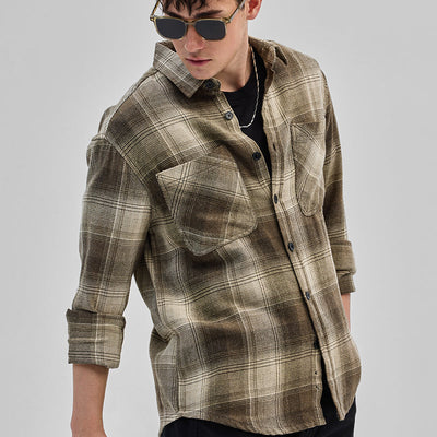 Brown Double Pocket Flannel Overshirt