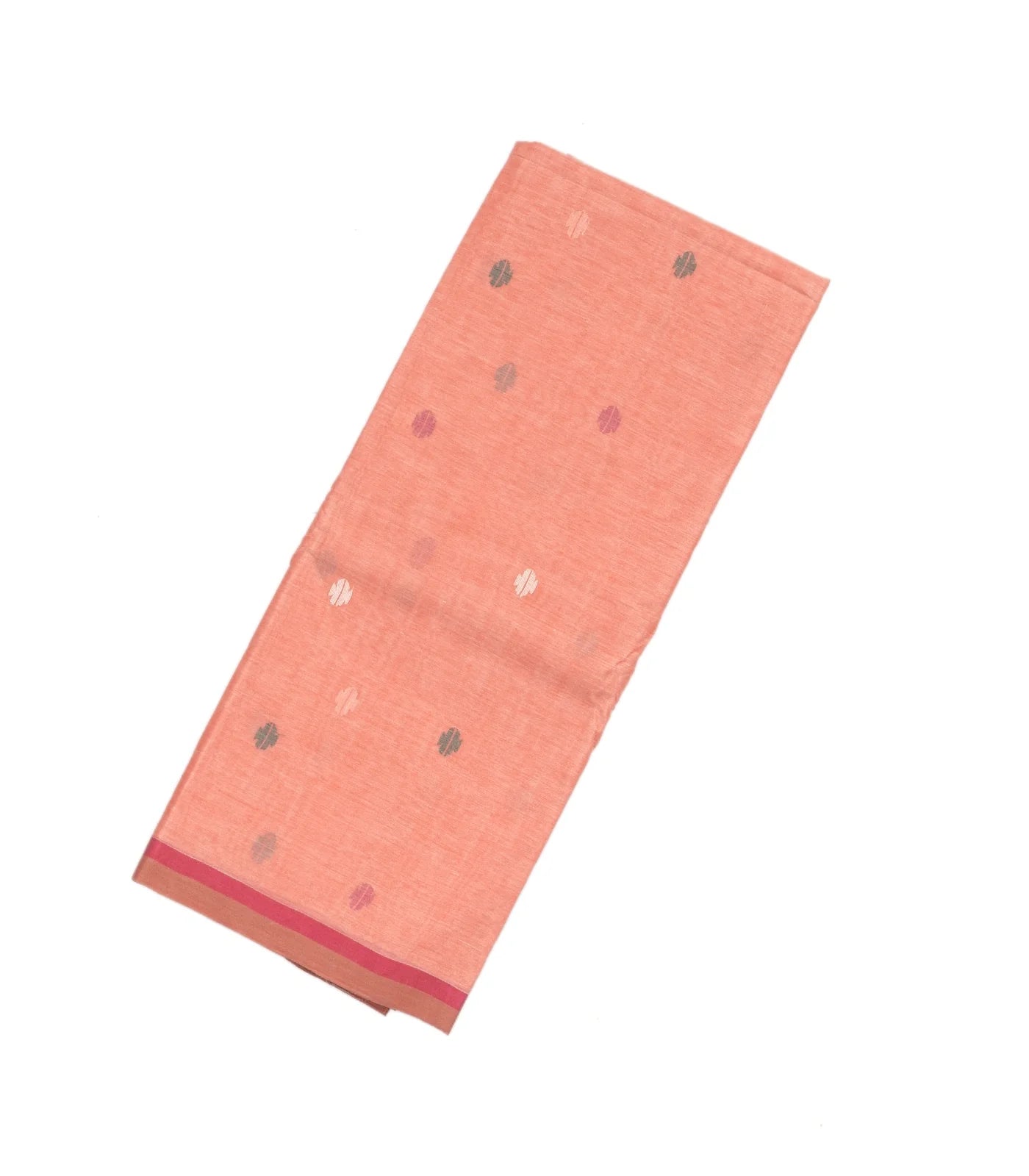 Light Peach Bengal Cotton Saree With Diamond Motifs