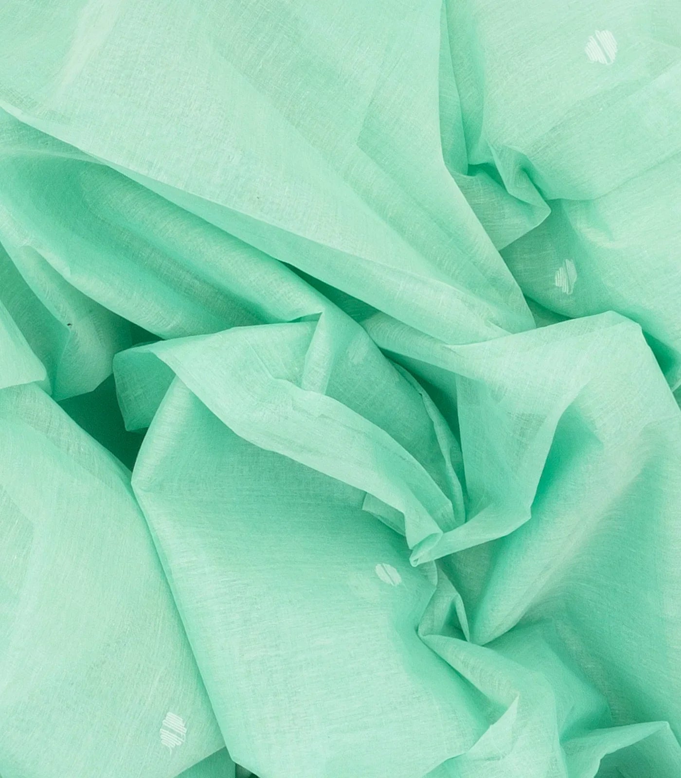 Turquoise Handloom Dhakai Cotton Saree With Floral Motifs