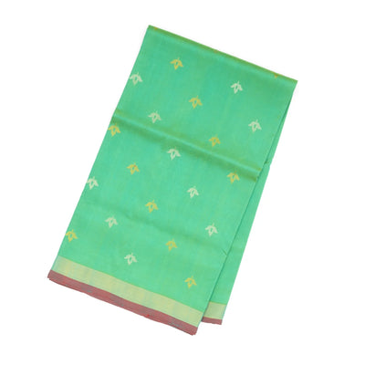 Aquamarine Handloom Uppada Silk Saree With Floral Zari Buttas