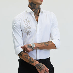 White Embellished Slim Fit Shirt