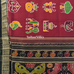 Maroon Nabakothi Odisha Ikat Khandua Silk Saree