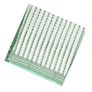 White Woven Jaipur Cotton Saree Printed With Green Stripes