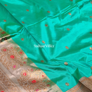 Sea Green Pure Banarasi Katan Silk Saree