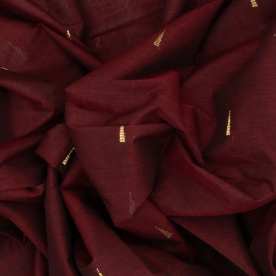 Maroon Handloom Kanchi Cotton Saree With Tree Buttas