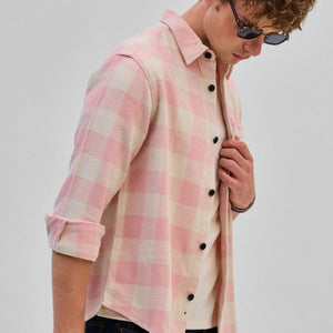Light Pink Flannel Checks Overshirt