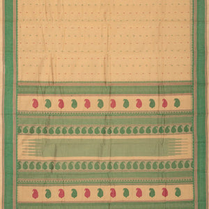 Cream Handloom Kanchi Cotton Saree With Mango Motifs