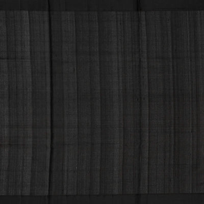 Cream Handloom Kora Silk Saree With Beldari Stripes & Black Border