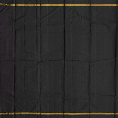 Rust Handloom Kanchipuram Korvai Silk Saree With Checks & Buttas