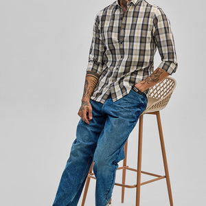 Khaki Checks Slim Fit Shirt