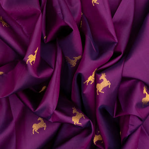 Magenta Handloom Kanchipuram Silk Saree With Deer Buttas