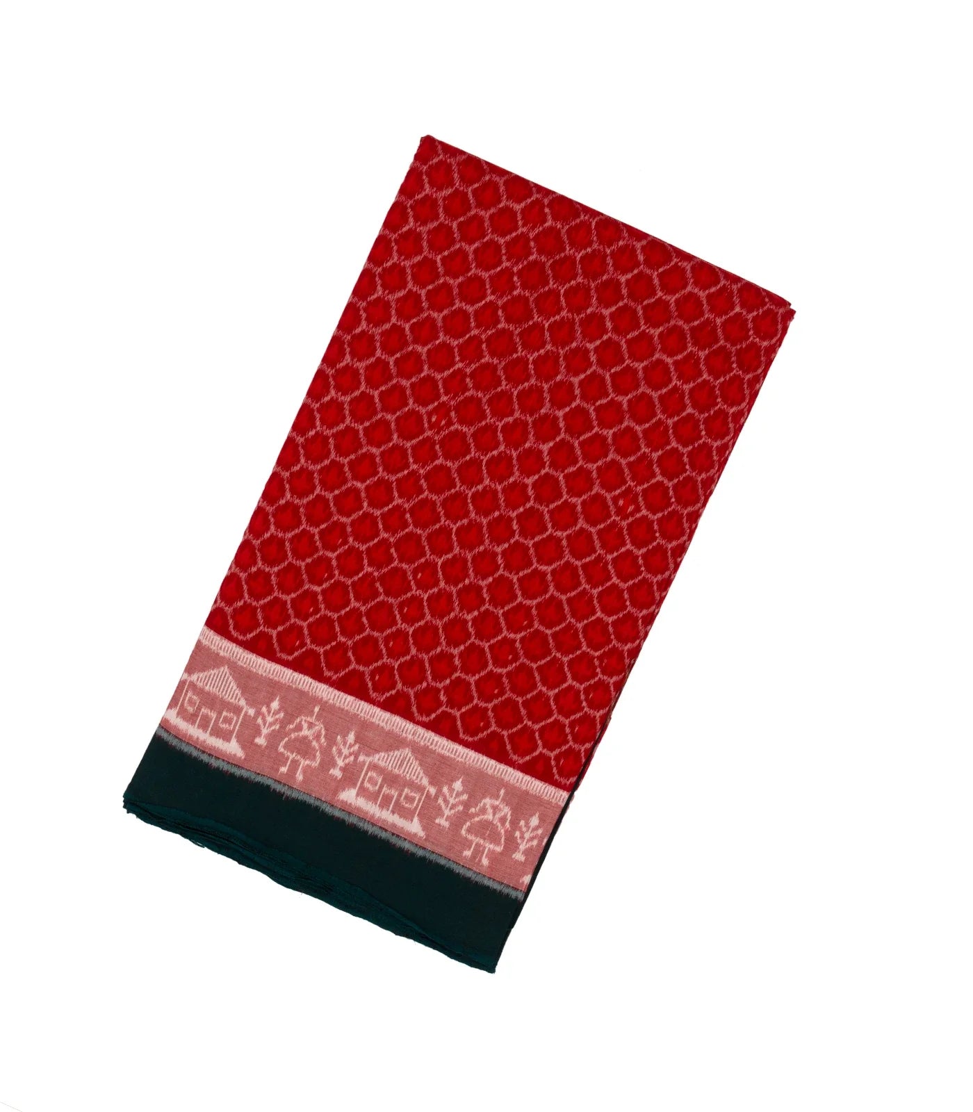 Crimson Handloom Orissa Cotton Saree With Tie & Dye Jaal Motifs