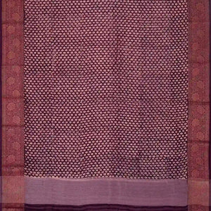 Burgundy Woven Chanderi Cotton Saree With Printed Small Motifs
