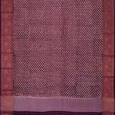 Burgundy Woven Chanderi Cotton Saree With Printed Small Motifs