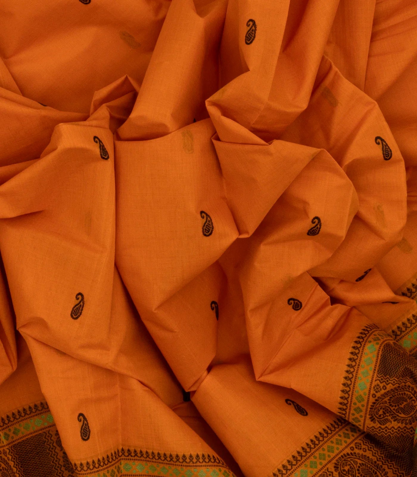 Mango Yellow Handloom Kanchi Cotton Saree With Mango Buttas