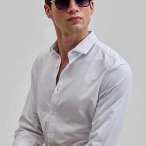 White Solid Stretch Shirt