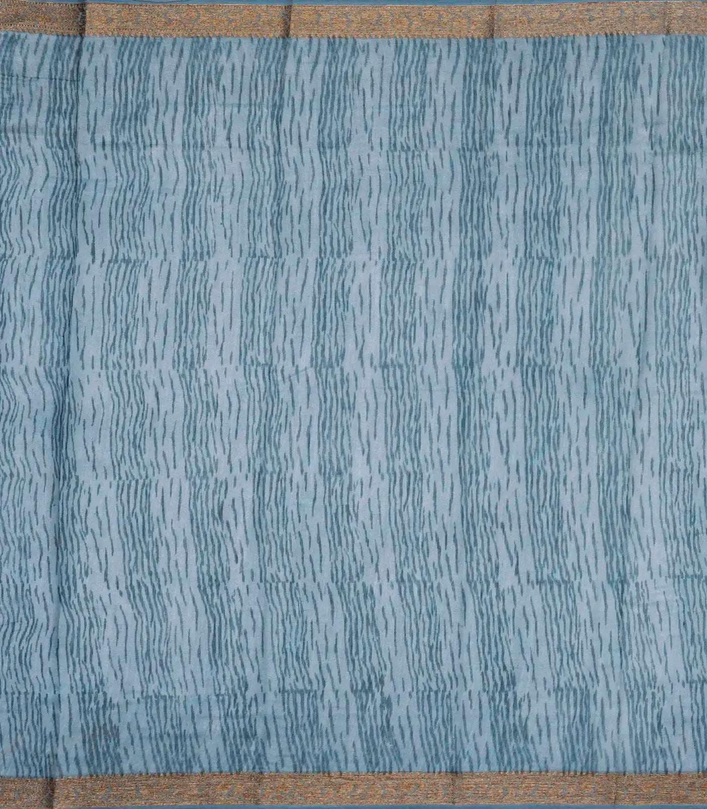 Steel Blue Woven Chanderi Cotton Saree Printed With Annam Motifs