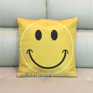 Jute Cushion Cover Digital Print Golden Smiley