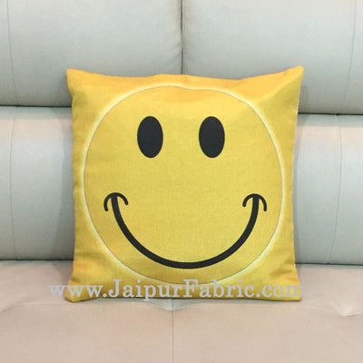 Jute Cushion Cover Digital Print Golden Smiley