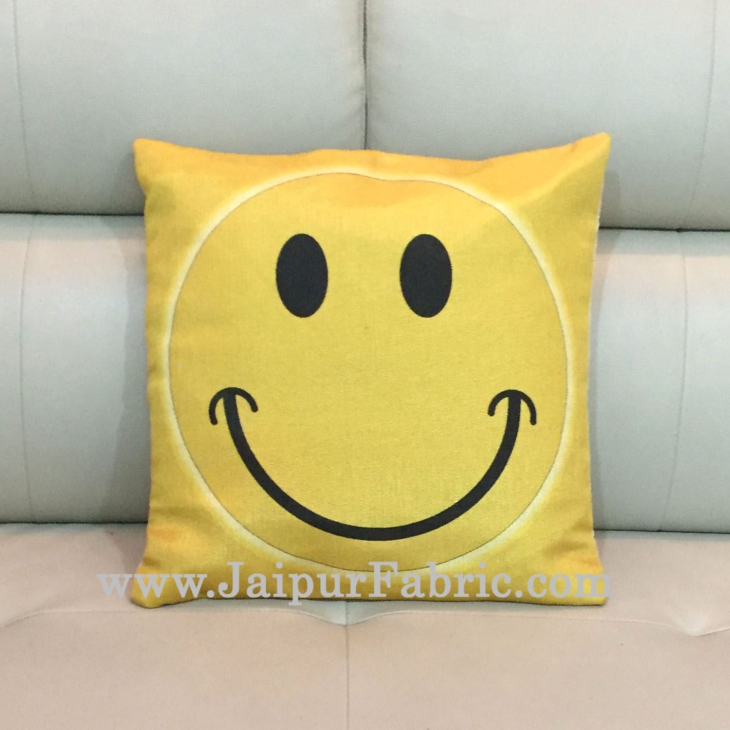 Jute Cushion Cover Digital Print Golden Smiley