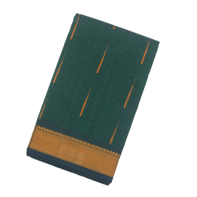 Sea Green Handloom Kanchi Cotton Saree With Raindrop Buttas
