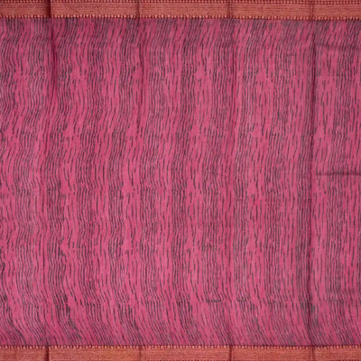 Maroon Woven Chanderi Cotton Saree With Printed Motifs