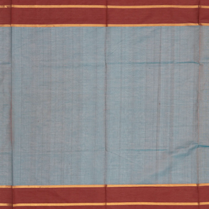 Grey Handloom Silk Cotton Saree With Checks & Maroon Border