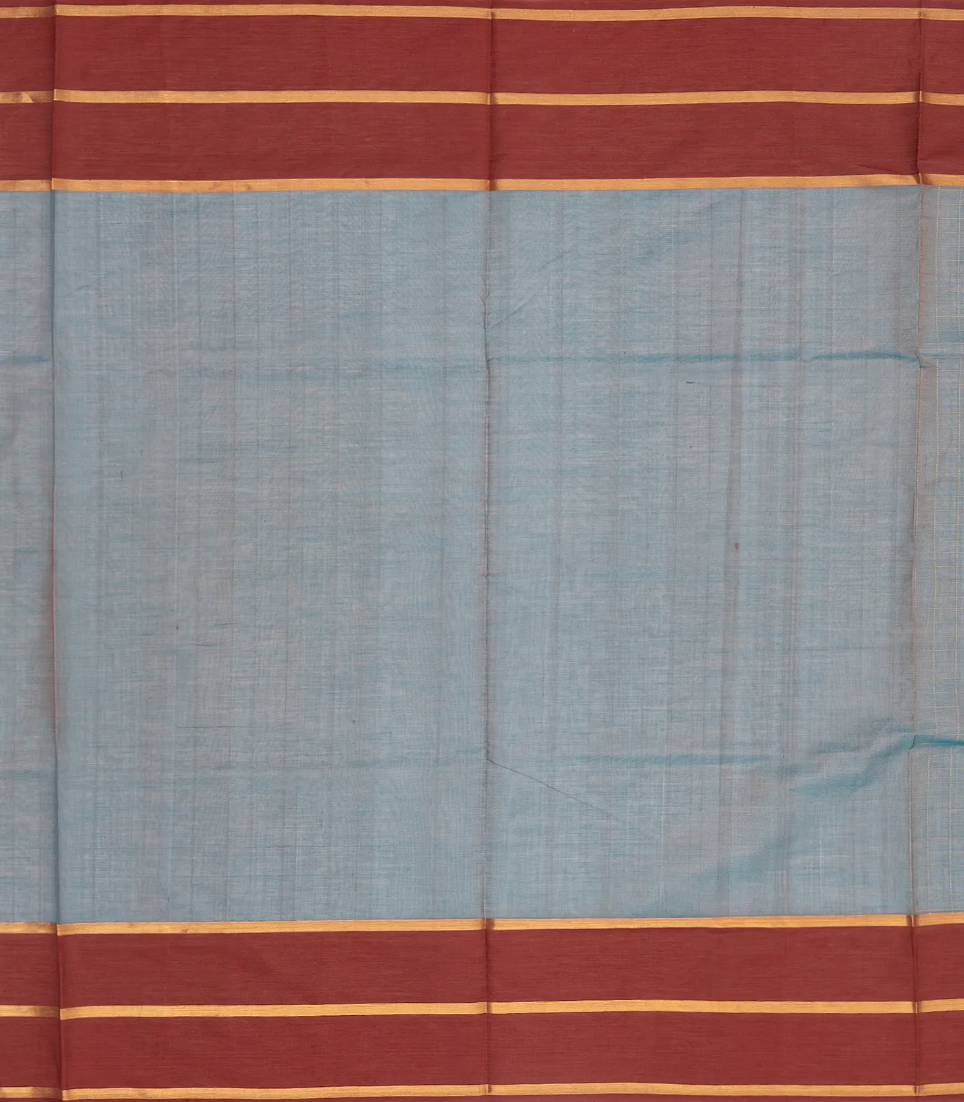 Grey Handloom Silk Cotton Saree With Checks & Maroon Border