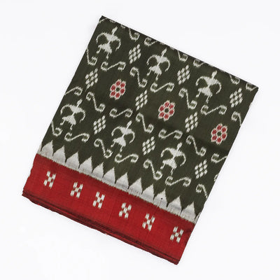 Black Handloom Orissa Silk Saree With Tie & Dye Bird Motifs