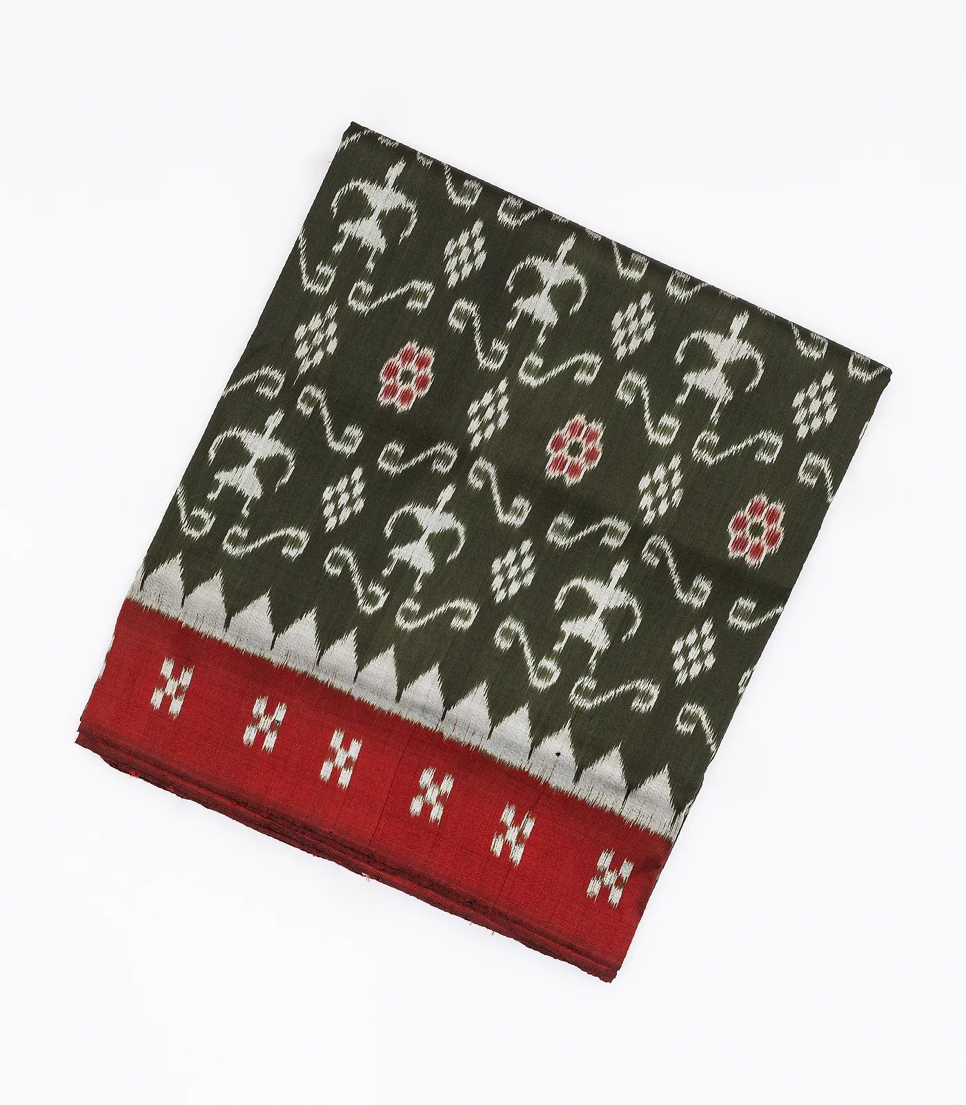 Black Handloom Orissa Silk Saree With Tie & Dye Bird Motifs