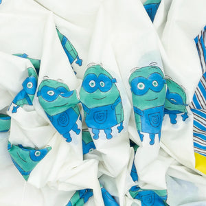 White Woven Jaipur Cotton Saree Printed With Minion Motifs