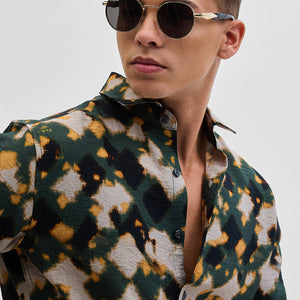 Dark Green Textured Abstract Shirt