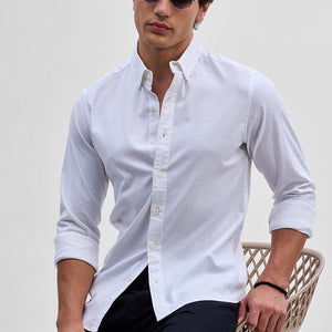 White Solid Oxford Shirt