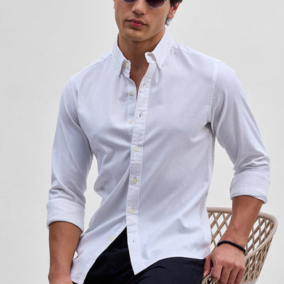 White Solid Oxford Shirt