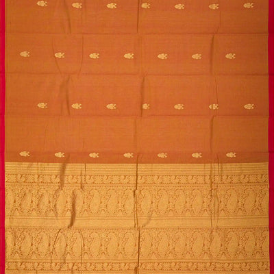 Mustard Handloom Kanchi Cotton Saree With Gandaberunda Buttas