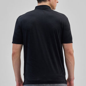 Black Textured Stitchless Polo T-Shirt