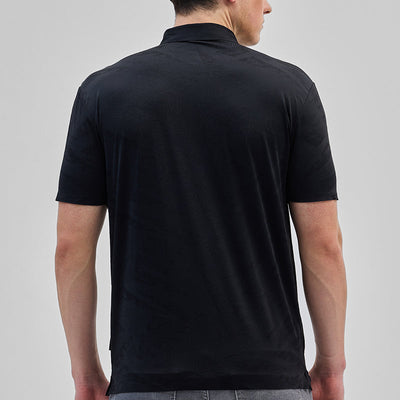 Black Textured Stitchless Polo T-Shirt