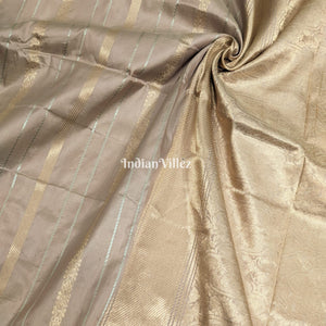 Carley's Rose Gold Designer Banarasi Katan Silk Saree With Small Border