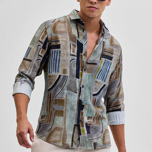 Brown Textured Abstract Shirt