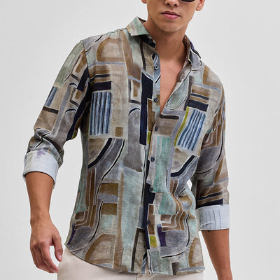Brown Textured Abstract Shirt