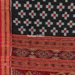 Black Body Pasapali Odisha Ikat Khandua Silk Saree