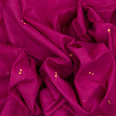 Hot Pink Orissa Cotton Saree With Tie & Dye And Temple Border Motifs