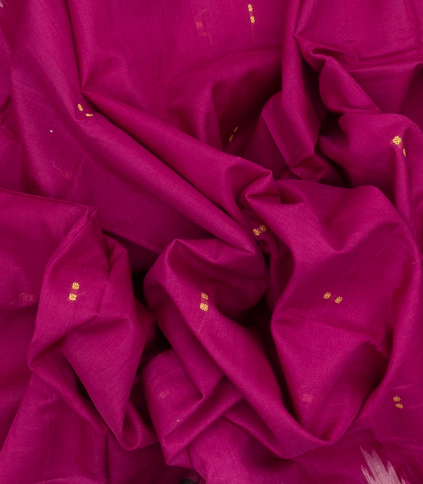 Hot Pink Orissa Cotton Saree With Tie & Dye And Temple Border Motifs