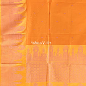 Yellow Banarasi Katan Silk Saree Inspired by Big Ben, London & United States Capitol, Washington DC