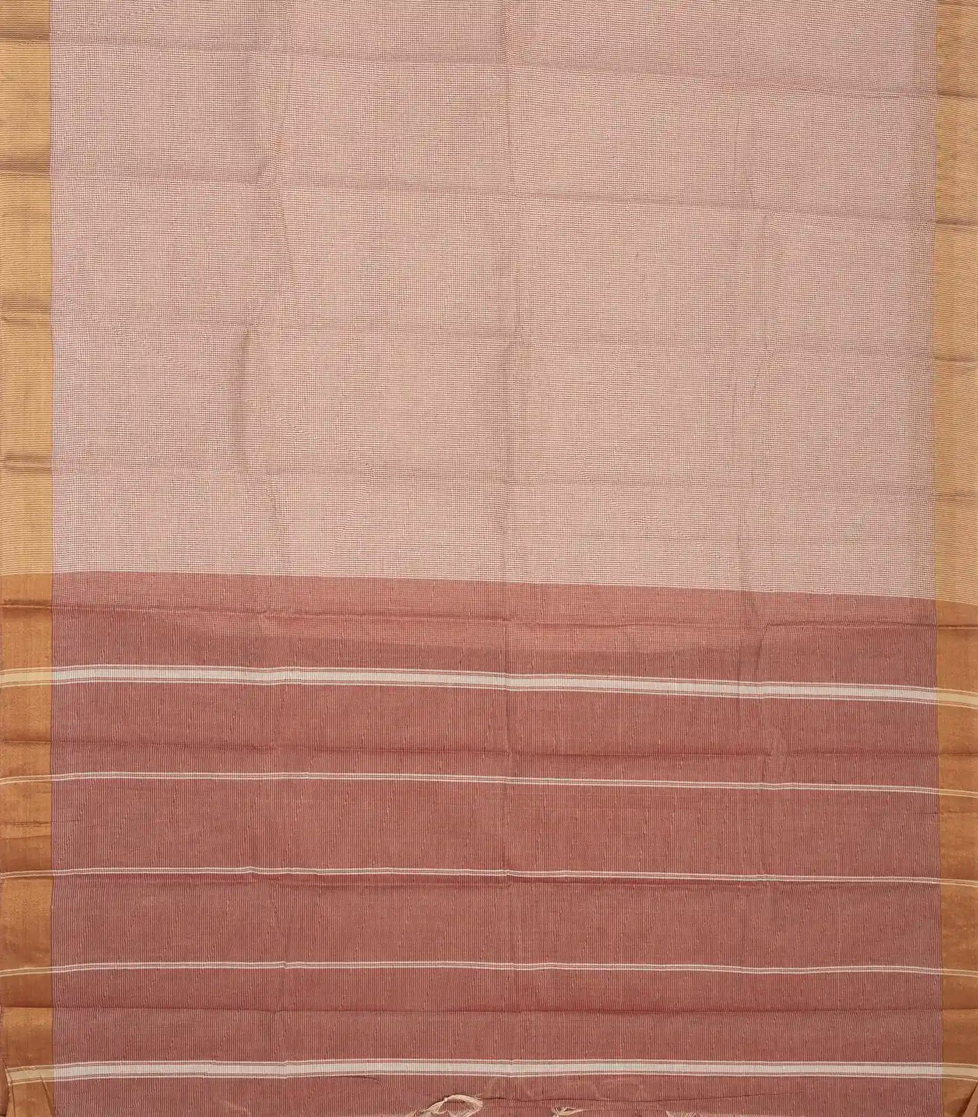 Brown Handloom Rasipuram Cotton Saree With Checks