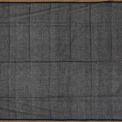Black Handloom Bengal Cotton Saree With Mango Buttas
