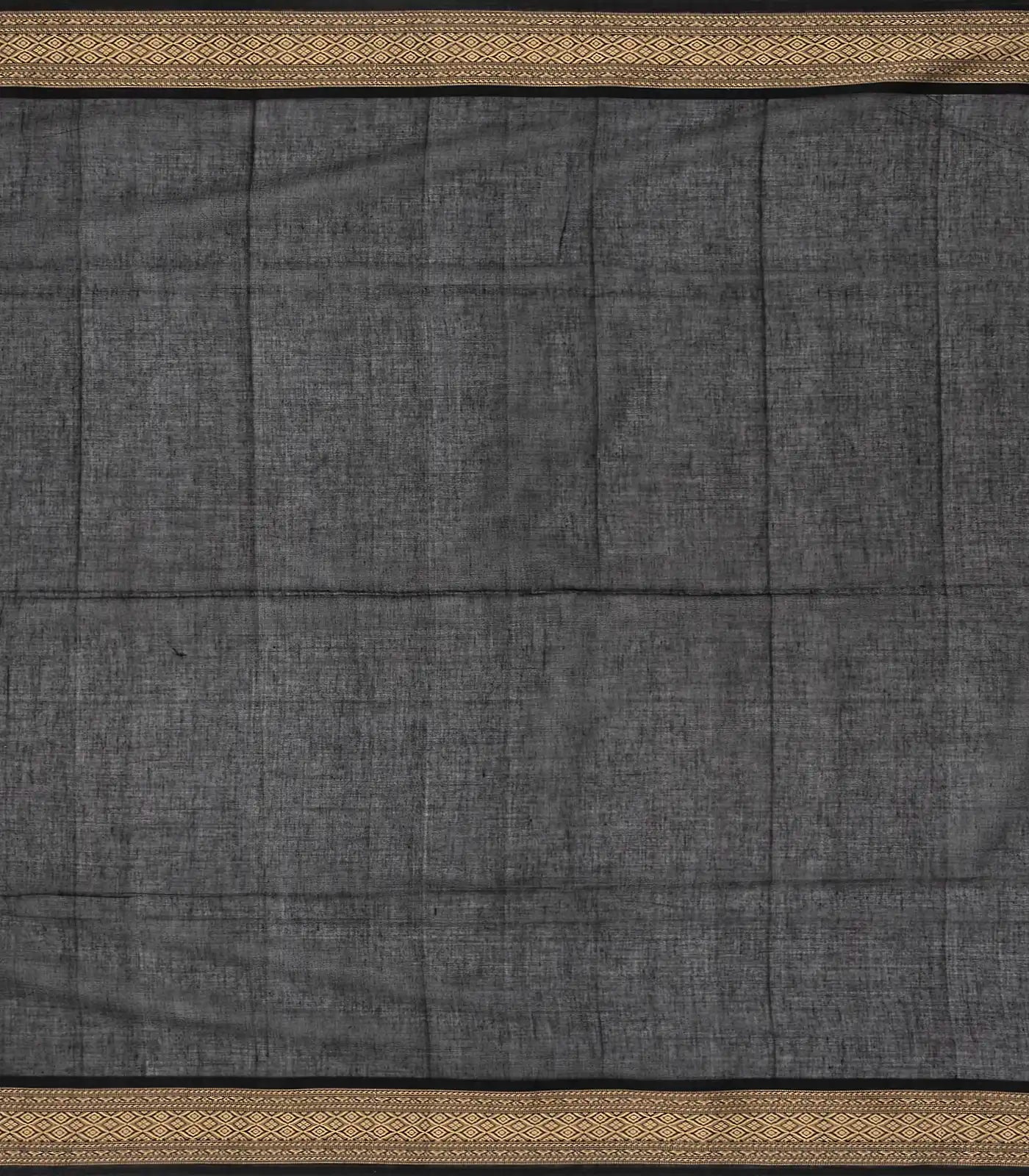 Black Handloom Bengal Cotton Saree With Mango Buttas