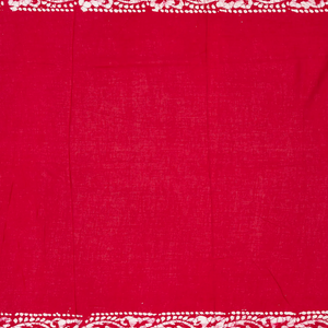 Taupe Jaipur Cotton Saree With Tie & Dye Motifs & Red Border