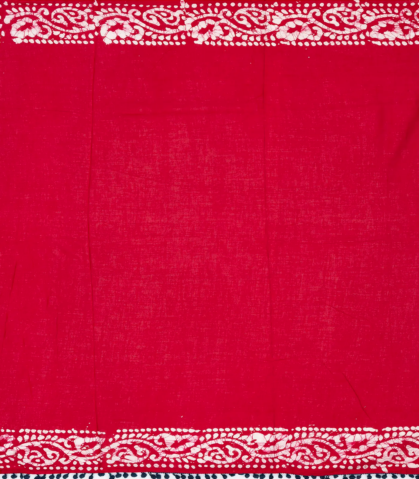 Taupe Jaipur Cotton Saree With Tie & Dye Motifs & Red Border